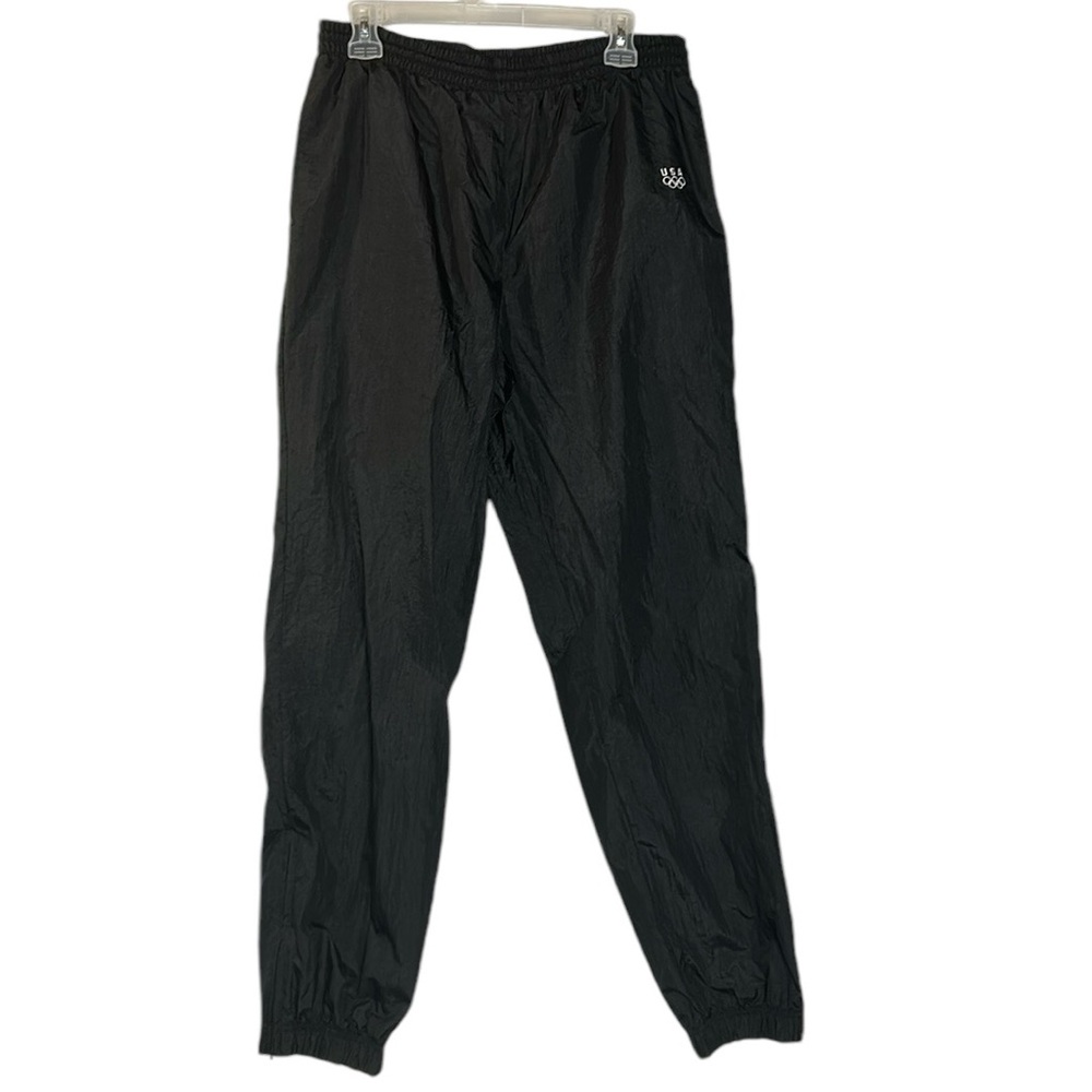 Vtg USA Olympics Pants‎ Men's Medium Black Windbreaker Track JC Penney Zip Ankle